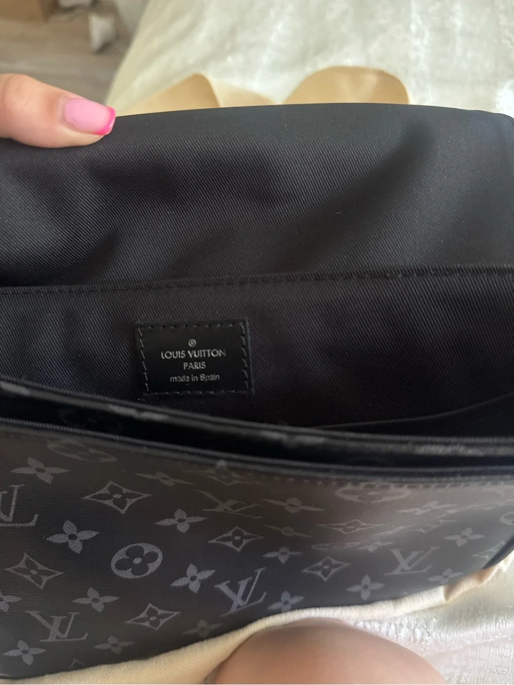 Louis Vuitton Gray and Black Monogram Messenger Bag